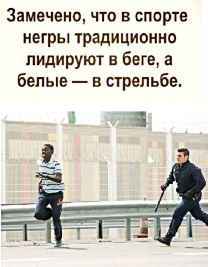 Замечено что в спорте негры традиционно лидируют в беге а белые в стрельбе