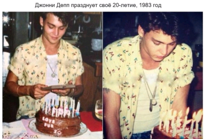 Джонни Депп празднует свое 20 летие 1983 год