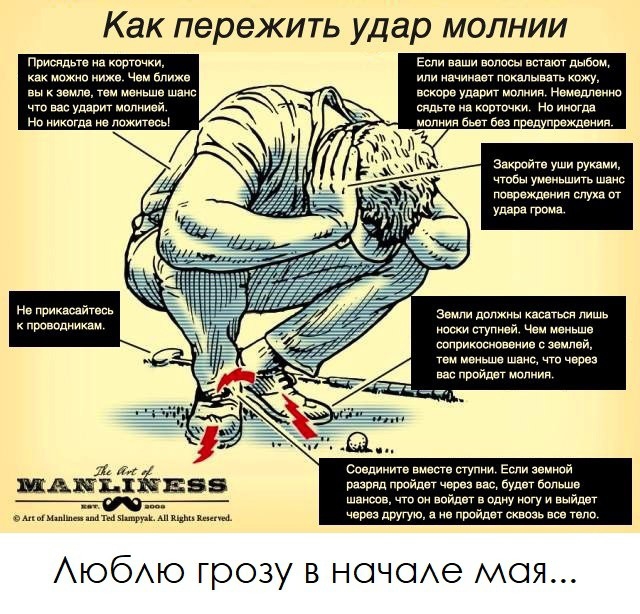 Как пережить удар молнии присядьте на карточки Михно ч ближ мл меиьшч шли по ва удар молнией нв югд в шахтеры Если ваши волосы пашет дыбож или ачииивг накалывать кпку кпрв ударит Модиин нвмеддвиип тд и корточки Ио икота молнии Бы пвд льиия закрейп уши руками чтобы умеиьшить шанс попрехдвиип от удара тома Звмли доты с лишь со ступней Чаи соприкосипввиич за том меньше шанс что при вас пройдет мог и 