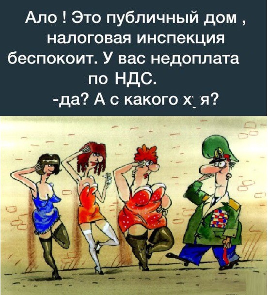Ало Это публичный дом налоговая инспекция беспокоит У вас недоплата по НДС да А с какого х_ я