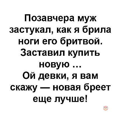 Позавчера муж застукал как я брила ноги его бритвой Заставил купить новую Ой девки я вам скажу новая бреет еще лучше
