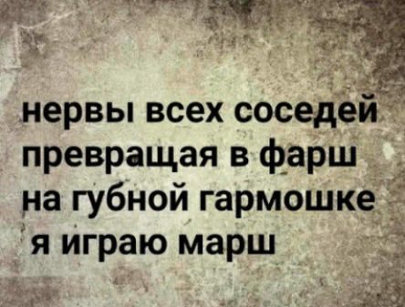 нервы всех сосед и превращая в фарш на губной гармошкеЁЁіЁ я Играю марш