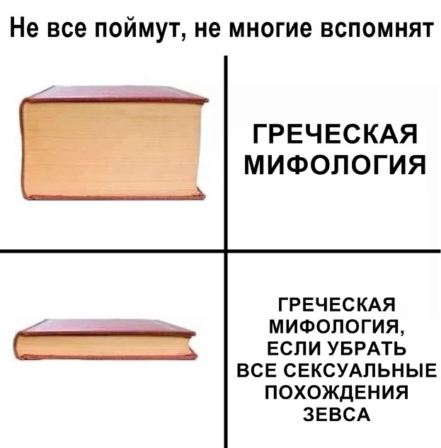 Не все поймут не многие вспомнят ГРЕЧЕСКАЯ МИФОЛОГИЯ ГРЕЧЕСКАЯ МИФОЛОГИЯ ЕСЛИ УБРАТЬ ВСЕ СЕКСУАЛЬНЫЕ ПОХОЖДЕНИЯ ЗЕВСА