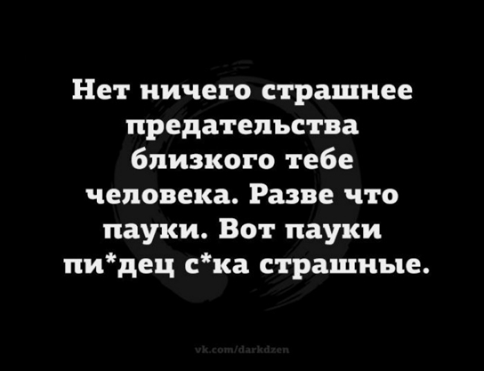 Нет ничего страшнее предательства близкого тебе человека Разве что пауки Вот пауки пидец ска страшные