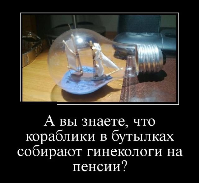 А вы знаете что кораблики в бутылках собирают гинекологи на пенсии