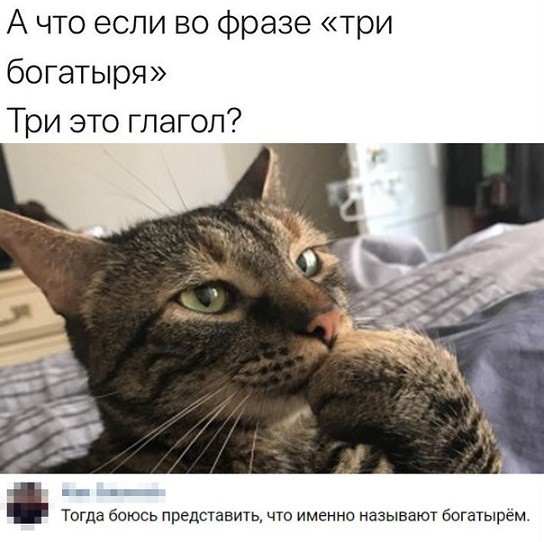 А что если во фразе три богатыря Три это глагол г Тогда боюсь представить что именно называют богатырем