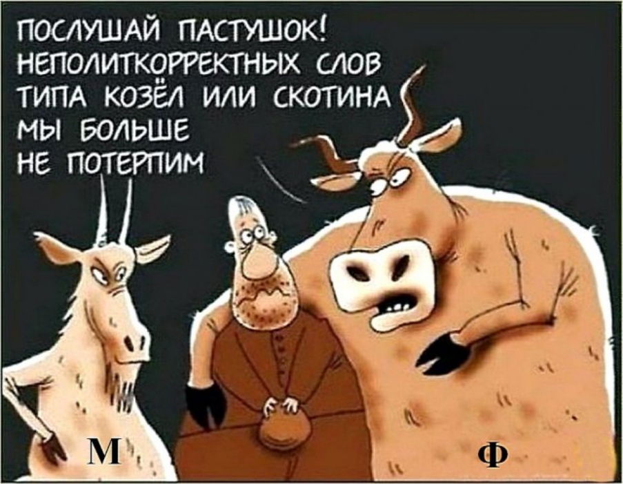 ПОСАУШАЙ ПАСТУШОК неполитк9РРекгньо слов ТИПА козёл или СКОТИНА мы Больше не потвтим