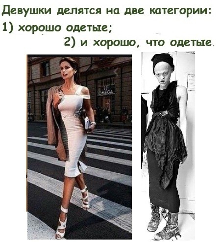 Девушки делятся НЦ две КЦТЕГОРИИ 1 хорошо одетые 2 и хорошо что одетые