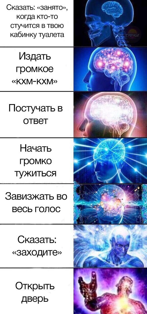 Сказать занято когда ктото стучится в твою кабинку туалета Издать гром кое кхм кхм Постучать в ответ громко тужиться Завизжать во весь голос Сказать заходите Открыть дверь