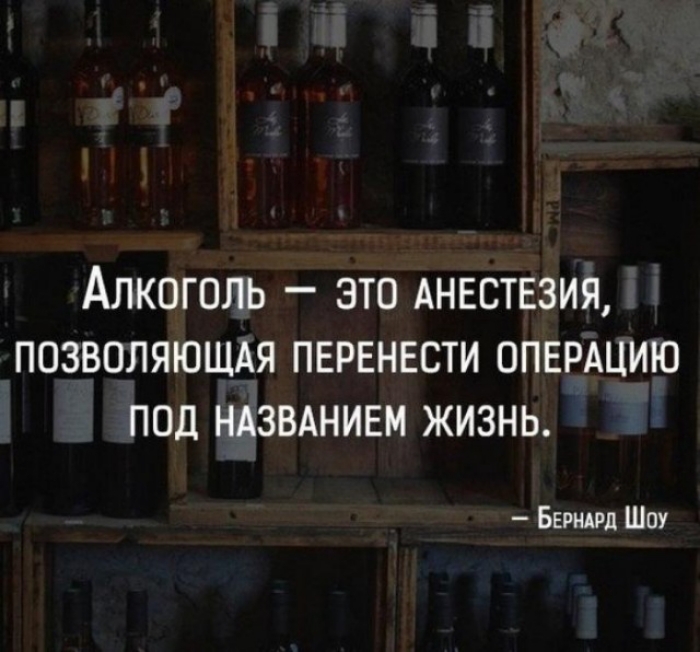 АЛКОГОЛЬ ЭТО АНЕСТЕЗИЯ ПОЗВОЛЯЮЩАЯ ПЕРЕНЕСТИ ОПЕРАЦИЮ ПОД НАЗВАНИЕМ ЖИЗНЬ Верит Шоу