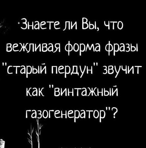 Знаете ли Вы что вежливая форма фразы старый пердун звучит как винтажный гаіэъогенератор
