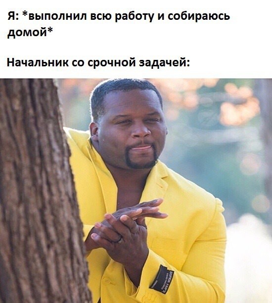 я выполнил всю работу и собираюсь домой Начальник со срочной задачей