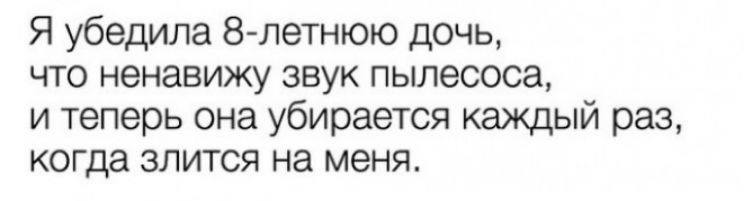 Ненавижу звук. Убедила дочь, что мне не Нравится звук пылесоса.