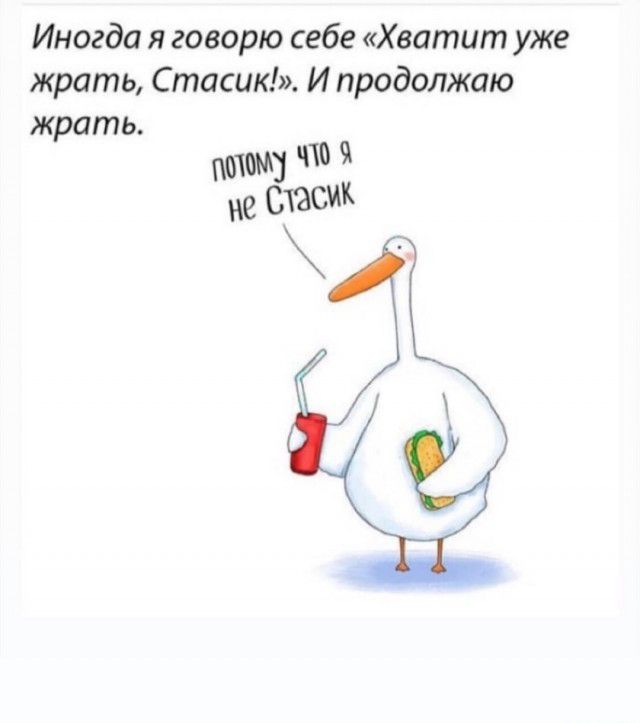 Иногда я говорю себе Хватит уже жрать Стасик И продолжаю жрать А СТЭСИК