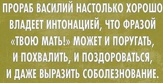 пгордв вдсилий ндстолько Хорошо влддитинтондцивй что ФРАЗОЙ твою мдты можнт и ПОРУГАТЬ и похвдлить и поздоровдться и дАЖЕ вышить соволнЗновдниь