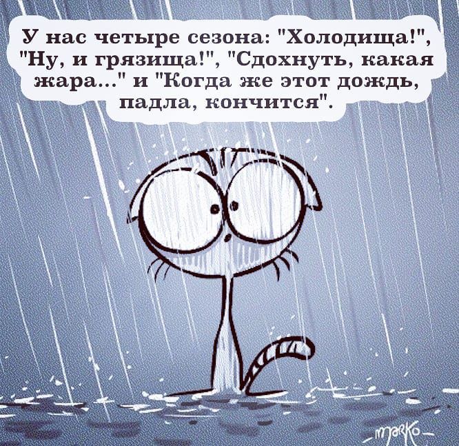 шик У нас четыре сезона Холодища Ну и грязища Сдохнуть какая жара и Когда же этот дождь падла кончится