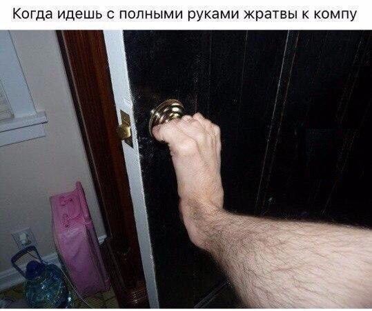 Когда идешь с полными руками жратвы к ком