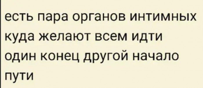 есть пара органов интимных куда желают всем идти один конец другой начало пути