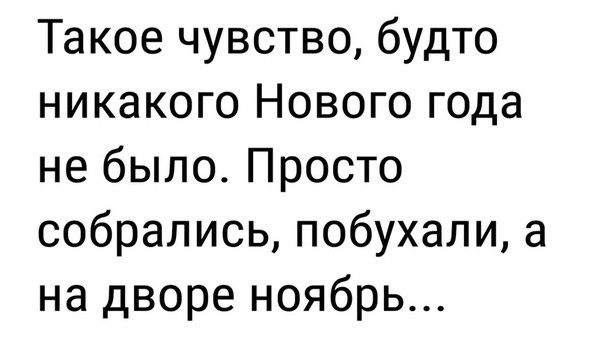 Такое чувство будто никакого Нового года не было Просто собрались побухали а на дворе ноябрь
