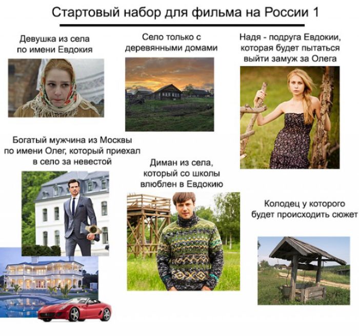 Стартовый набор для фильма на России 1 дедушка ов Сет только с Надя подруга Евдокии по имени Евдокия деревянными домами котрая будет пытаться ными замуж Одет Богатый мужчина из Мишы по имени Олег юпюрый приехал в село за евесюй димаи из села который со школы влюблен в Евдокию Колодец у кторого будт происхщдить сюжет