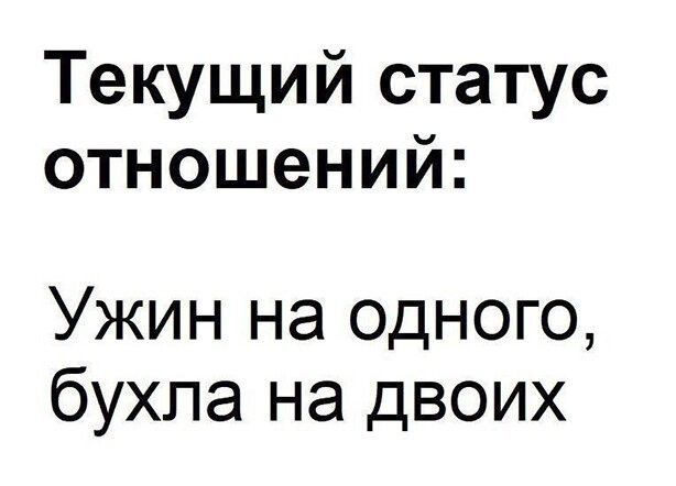 Текущий статус отношений Ужин на одного бухла на двоих