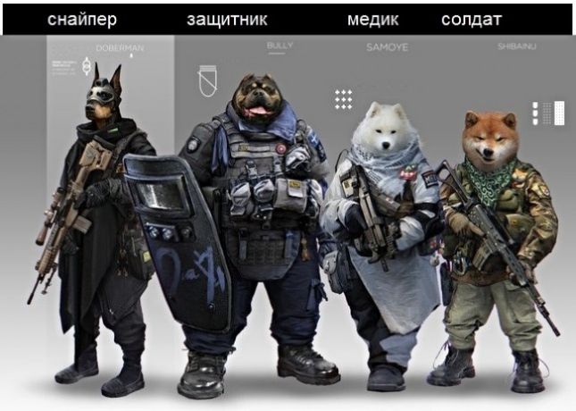снайпер защитник медик солдат