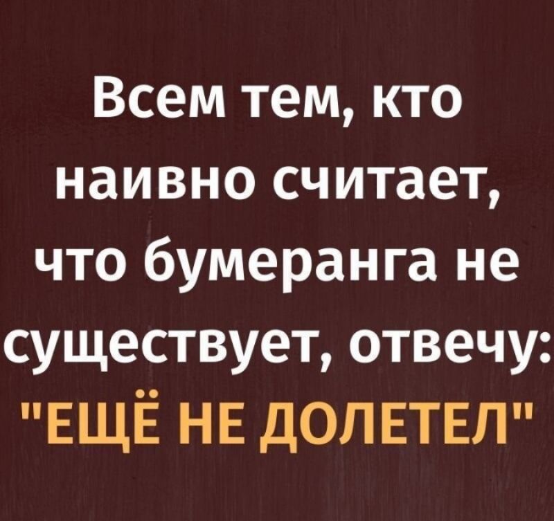 Всем тем кто наивно считает что бумеранга не существует отвечу ЕЩЁ НЕ ДОЛЕТЕЛ