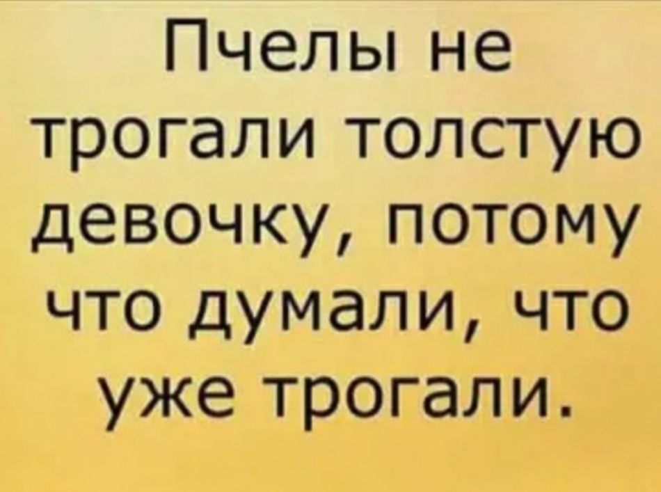 Пчельпне трогали толстую девочкупотому что думали что уже трогали