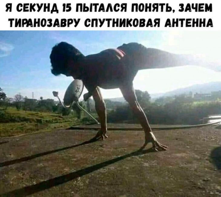 Я СЕКУНА 5 ПЫТААСЯ ПОНЯТЬ ЗАЧЕМ ТИРАНОЗАВРУ СПУТНИК08АЯ АНТЕННА