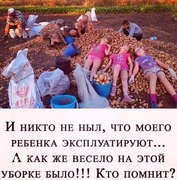 И никто НЕ ныл что мовго РЕБЕНКА ЭКСПЛУАТИРУЮТ А КАК ЖЕ ВЕСЕЛО НА этой УБОРКЕ Было Кто помнит