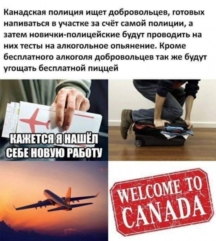 Канадская полиция ищет добровольцев готовых напиваться в участке за счёт самой полиции а затем новичкиполицейские будут проводить на них тесты на алкогольное опьянение Кроме бесплатного алкоголя добровольцев так же будут угощать бесплатной пиццей КАЖЕТСЯ Я НАШЕЛ СЕБЕ новую РАБПП Ё