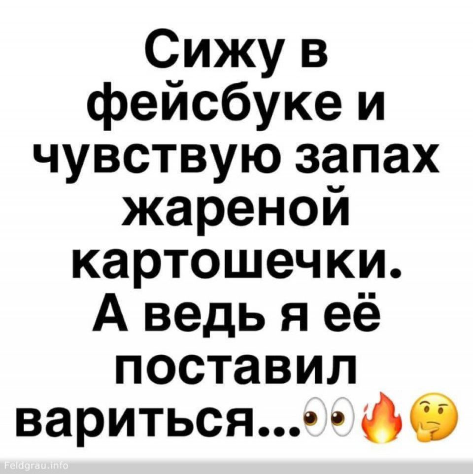Сижу в фейсбуке и чувствую запах жареной картошечки А ведь я её поставил вариться 606
