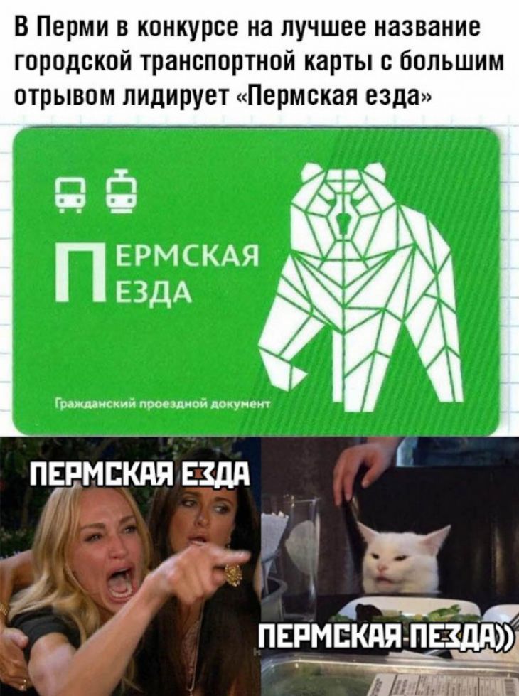 В Перми в конкурсе на лучшее название городской транспортной карты с большим отрывом лидирует Пермская езда Ф і ЕРМСКАЯ ЕЗДА И124 М ПЕЕМЕКПЯ ЕЗДП с а А ЕРМБКЦП ПЕ3дЮЦ Л Тичук что