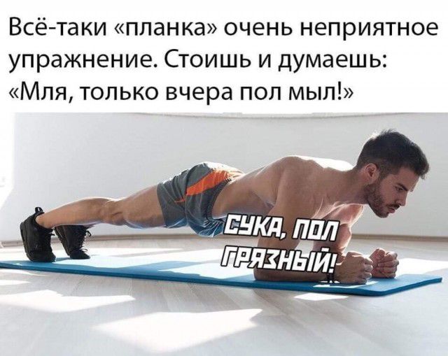 Всё таки планка очень неприятное упражнение Стоишь и думаешь Мля только вчера пол мыл