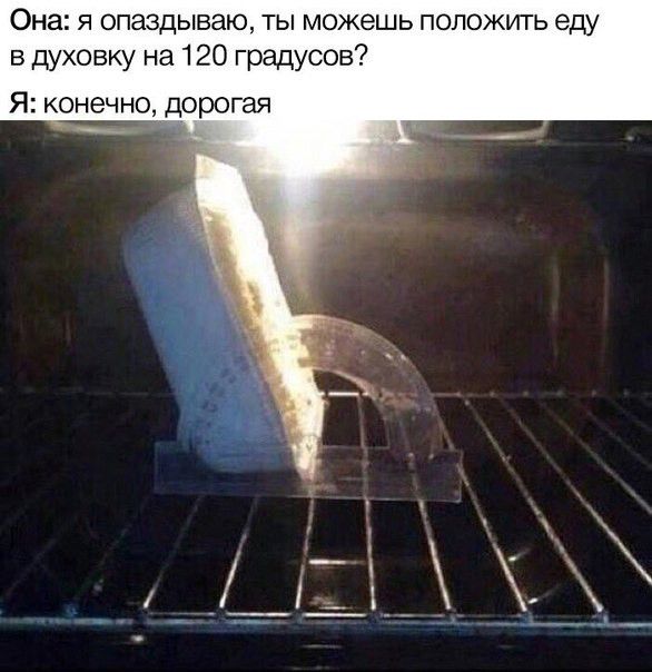 Она я опаздываю ты можешь положить еду в духовку на 120 градусов я конечно_дорогая