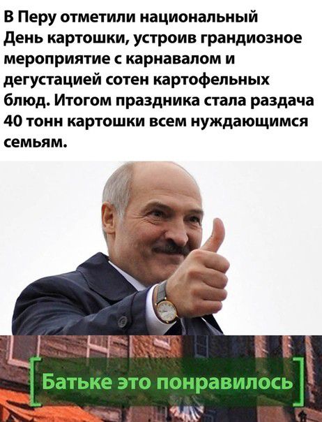 В Перу отметили национальный день картошки устроив грандиозное мероприятие с карнавапом и дегустацией сотен картофельных блюд Итогом праздника стала раздача 40 тонн картошки всем нуждающимся семьям