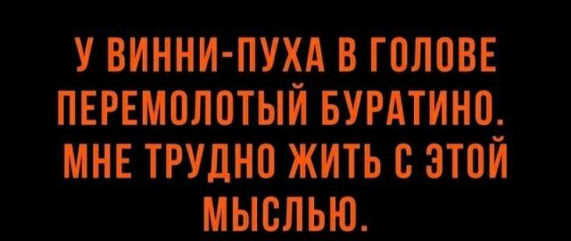 У ВИННИ ПУХА В ГПЛПВЕ ПЕРЕМОЛОТЫЙ БУРАТИНО МНЕ ТРУЦНП ЖИТЬ с ЗТОИ МЫСЛЬЮ