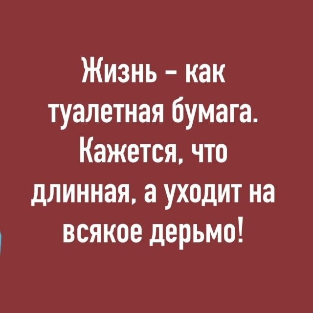 Жизнь как туалетная бумага Кажется что длинная а уходит на всякое дерьмо