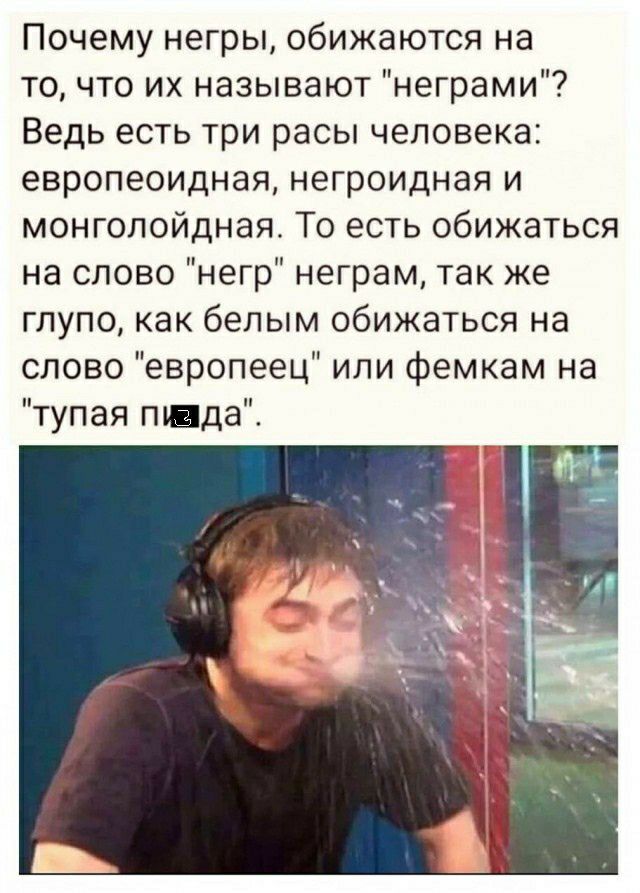 Почему негры обижаются на точто их называют неграми Ведь есть три расы человека европеоидная негроидная и монгопойдная То есть обижаться на слово негр неграм так же глупо как белым обижаться на слово европеец или фемкам на тупая пшдаі