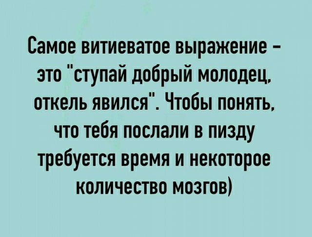 Сампе витиеватое выражение это ступай добрый молодец откель явился Чтобы понять что тебя послали в пизду требуется время и некоторое количество мозгов