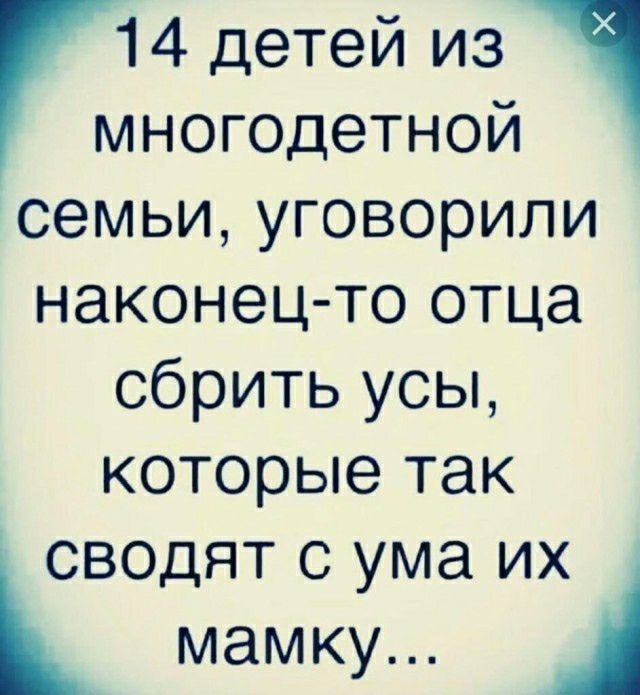 ГИ детей из многодетной семьи уговорили наконец то отца сбрить усы которые так сводят с ума их мамку