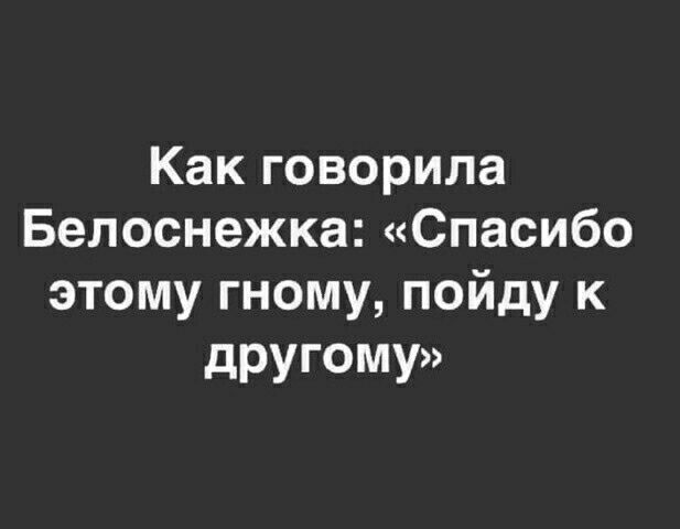 Как говорила Белоснежка Спасибо этому гному пойду к дРУГ0му