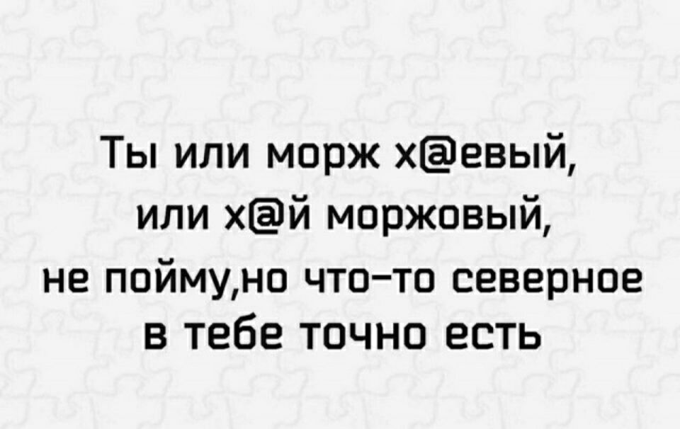 Ты или морж хевый или хй моржовый не поймунп чтотп северное в тебе точно есть