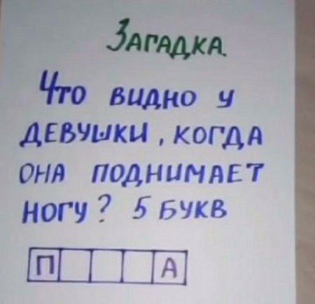 Атдкд то видно девушки когдд ОНА ПОДНЦНЛЕТ Ногу 5 БУКВ ШШ