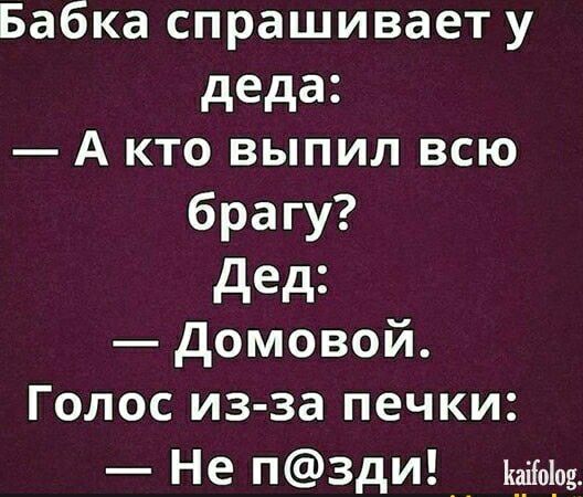 Бабка спрашивает у деда А кто выпил всю брагу дед домовой Голос из за печки Не п3ди 03