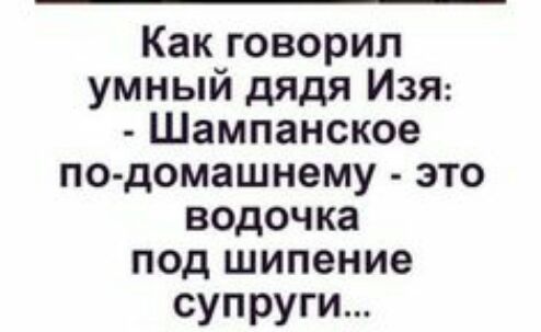 Как говорил умный дядя ИЗЯ Шампанское по домашнему это водочка под шипение супруги