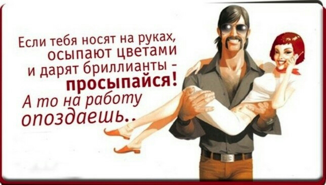Если тебя носят на руках ОСЫПдЮТ цветами и дарят бриллианты просыпаися А то на работу опоздаешь к
