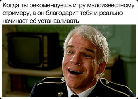 Когда ты рекомендуешь игру малоизвестному стримеру он благодарит тебя и реально начинает её УСТЭНЭБЛИБЭТЬ