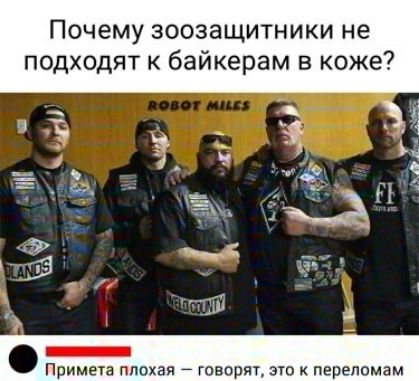 Почему зоозащитники не подходят к байкерам в коже Ш римега плохая оворят это пврепомам