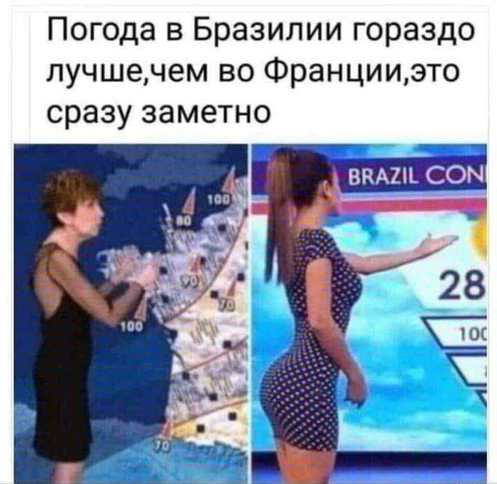 Погода в Бразилии гораздо лучшечем во Францииэто сразу заметно